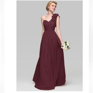 One Shoulder JJs House Full length Gown/Dress, Cabernet, Size 12, Brand New